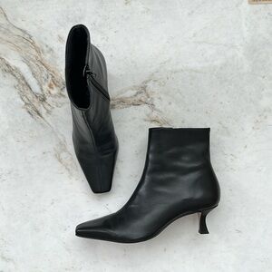 Palmero Gianni Bini Leather Square Toe Kitten bootie